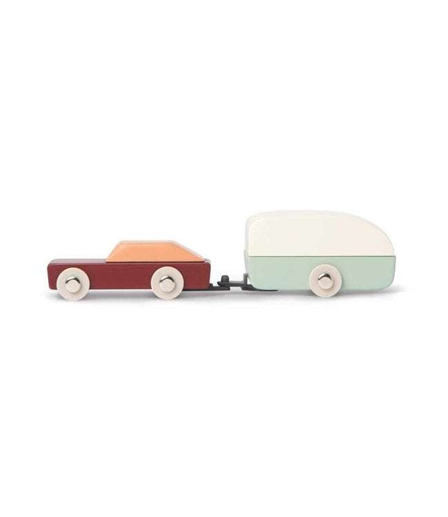 Wooden car and caravan adventure set